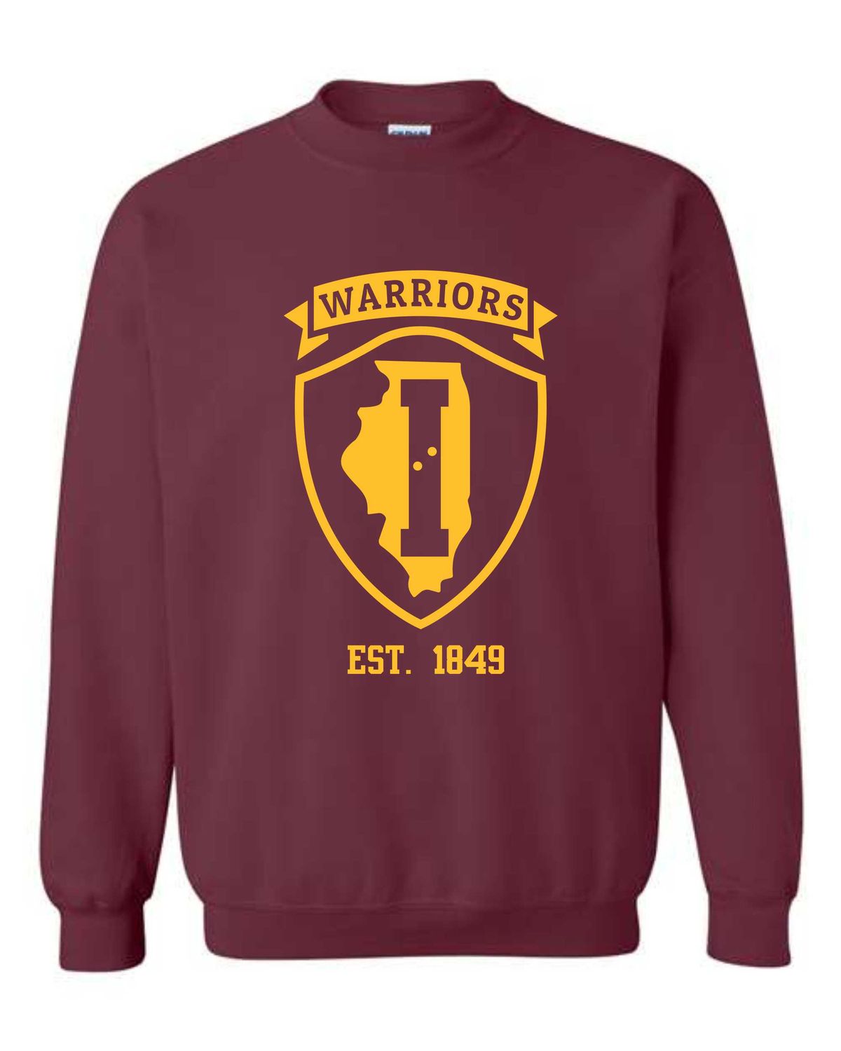 ISVI WARRIORS-18000 MAROON CREWNECK SWEATSHIRT (FRONT PRINT)
