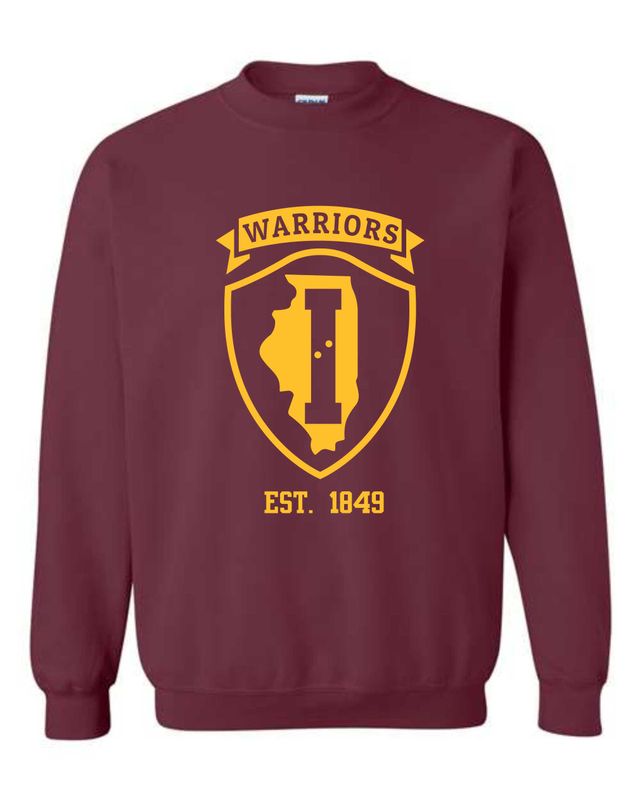 ISVI WARRIORS-18000 MAROON CREWNECK SWEATSHIRT (FRONT PRINT)