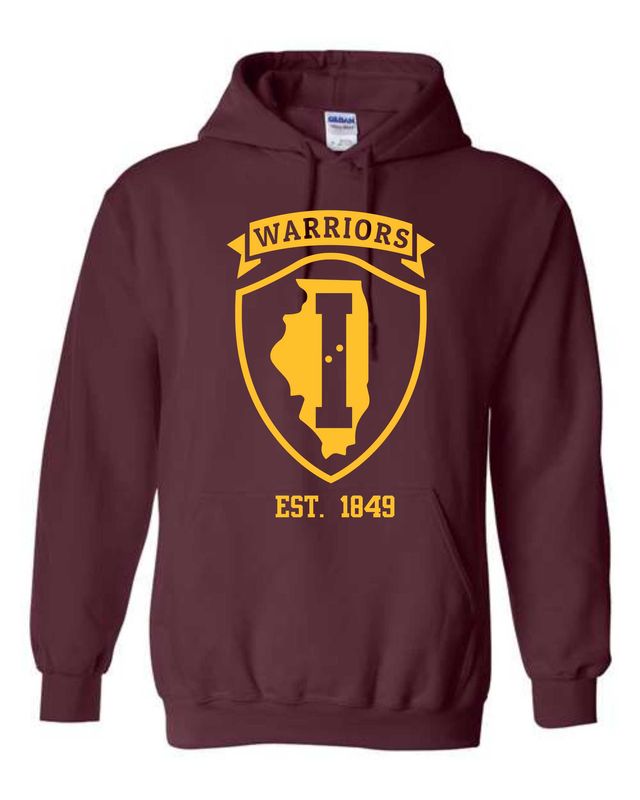ISVI WARRIORS-18500 MAROON PULLOVER HOODIE (FRONT PRINT)