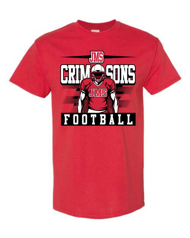 JMS FOOTBALL-RED-5000 UNI-SEX T-SHIRT (FRONT PRINT)