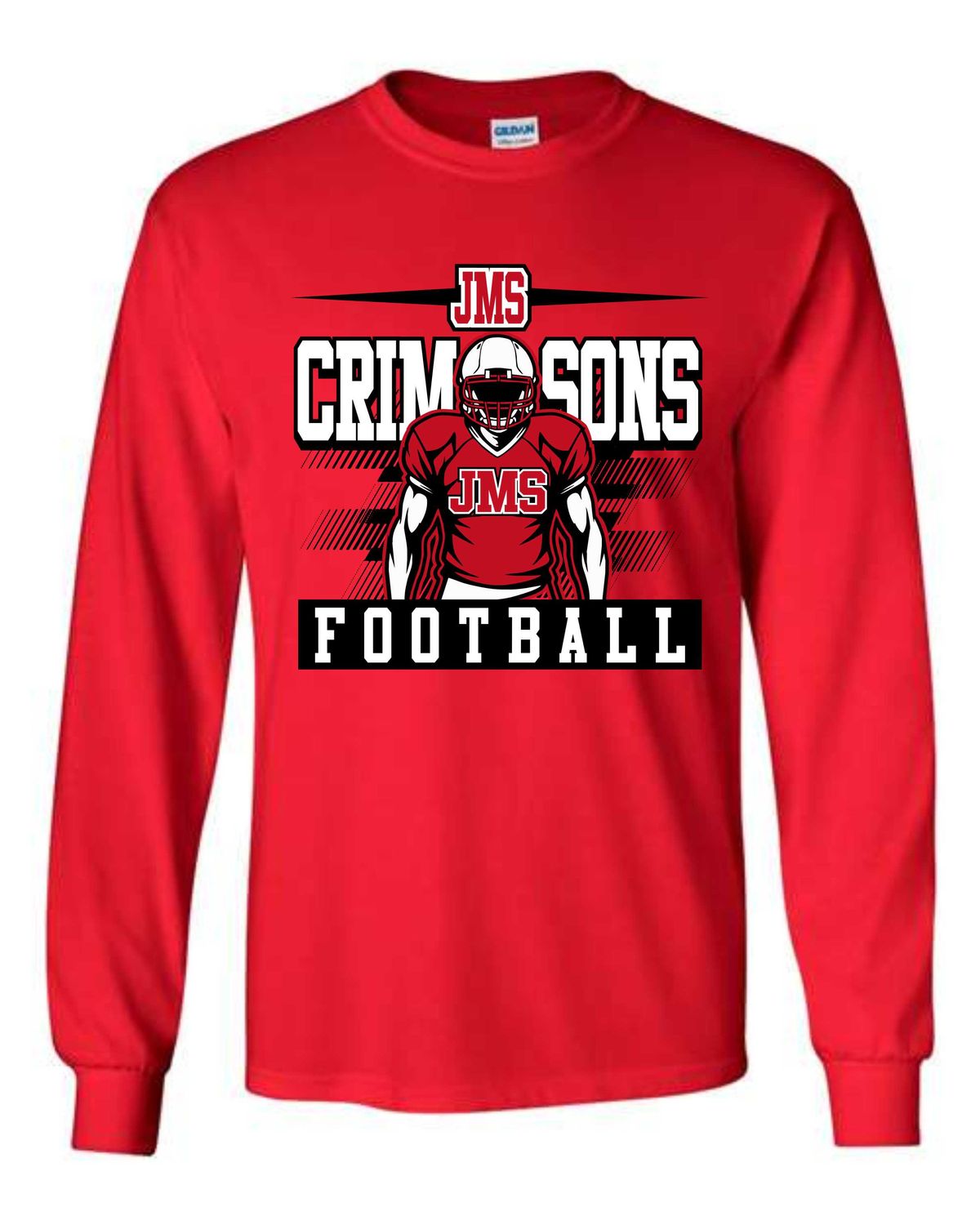 JMS FOOTBALL-RED-5400 LONG SLEEVE-T (FRONT PRINT)