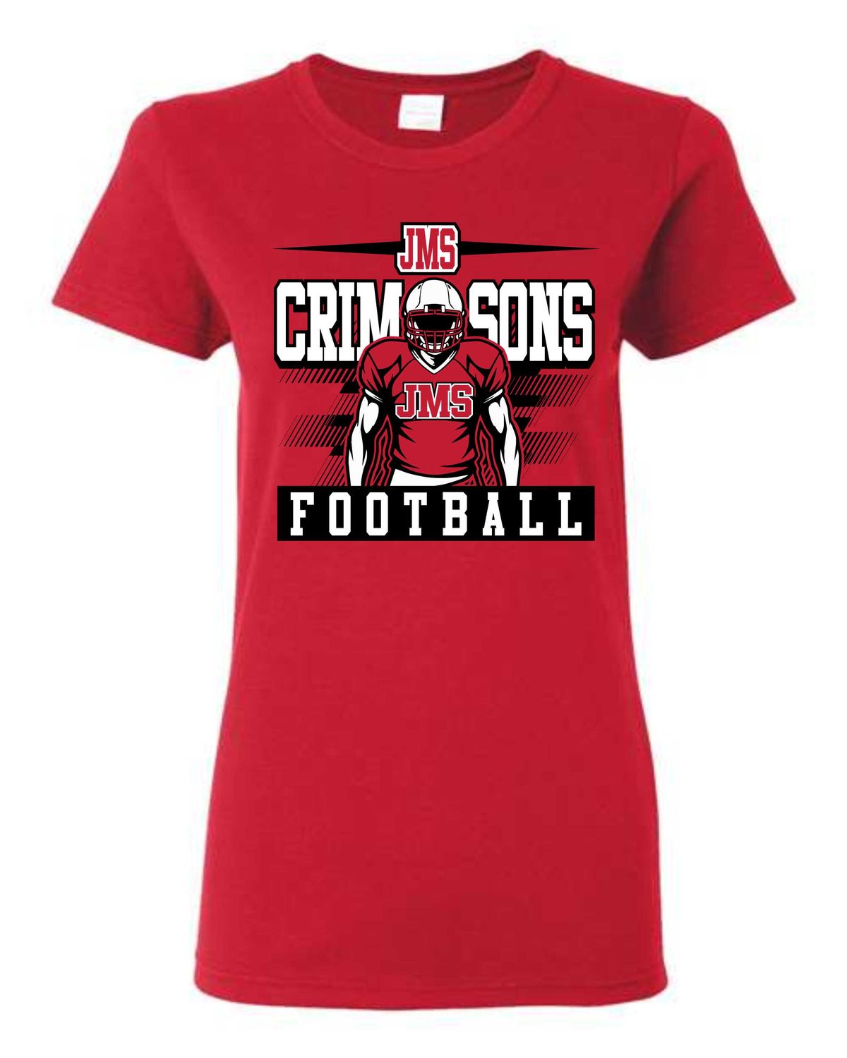 JMS FOOTBALL-RED-64000L LADIES SOFT STYLE-T (FRONT PRINT)