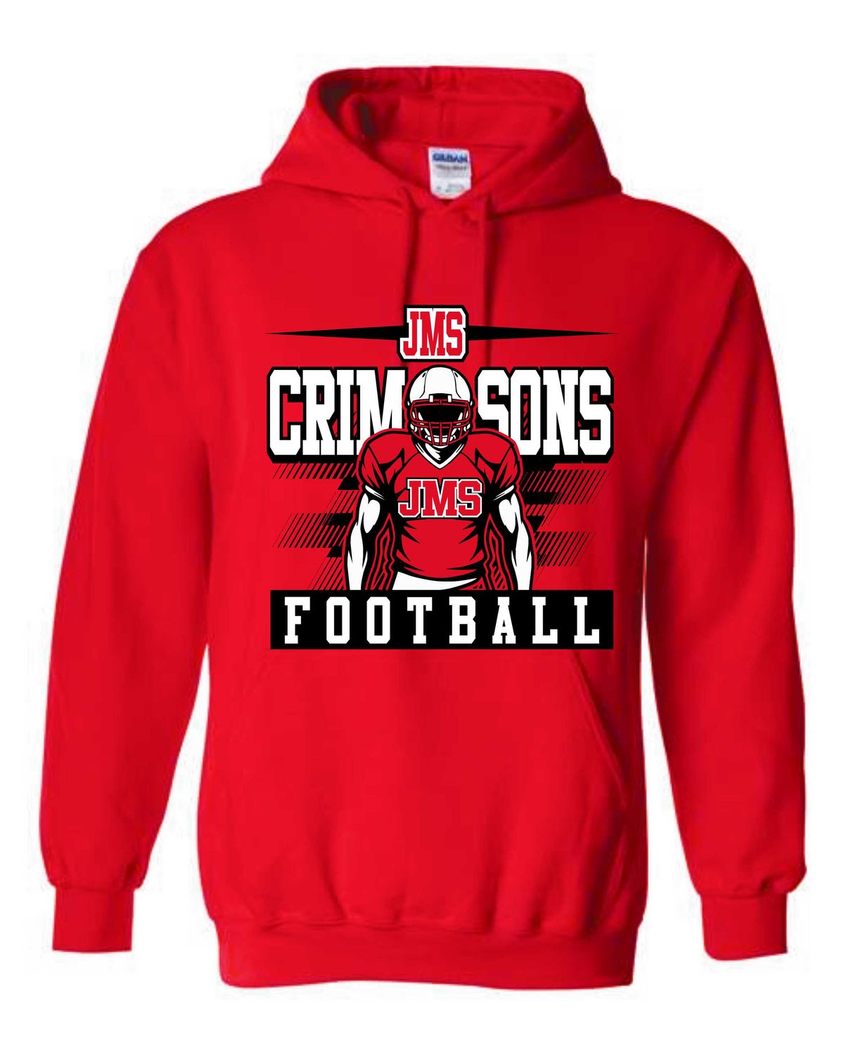 JMS FOOTBALL-RED-18500 PULLOVER HOODIE (FRONT PRINT)