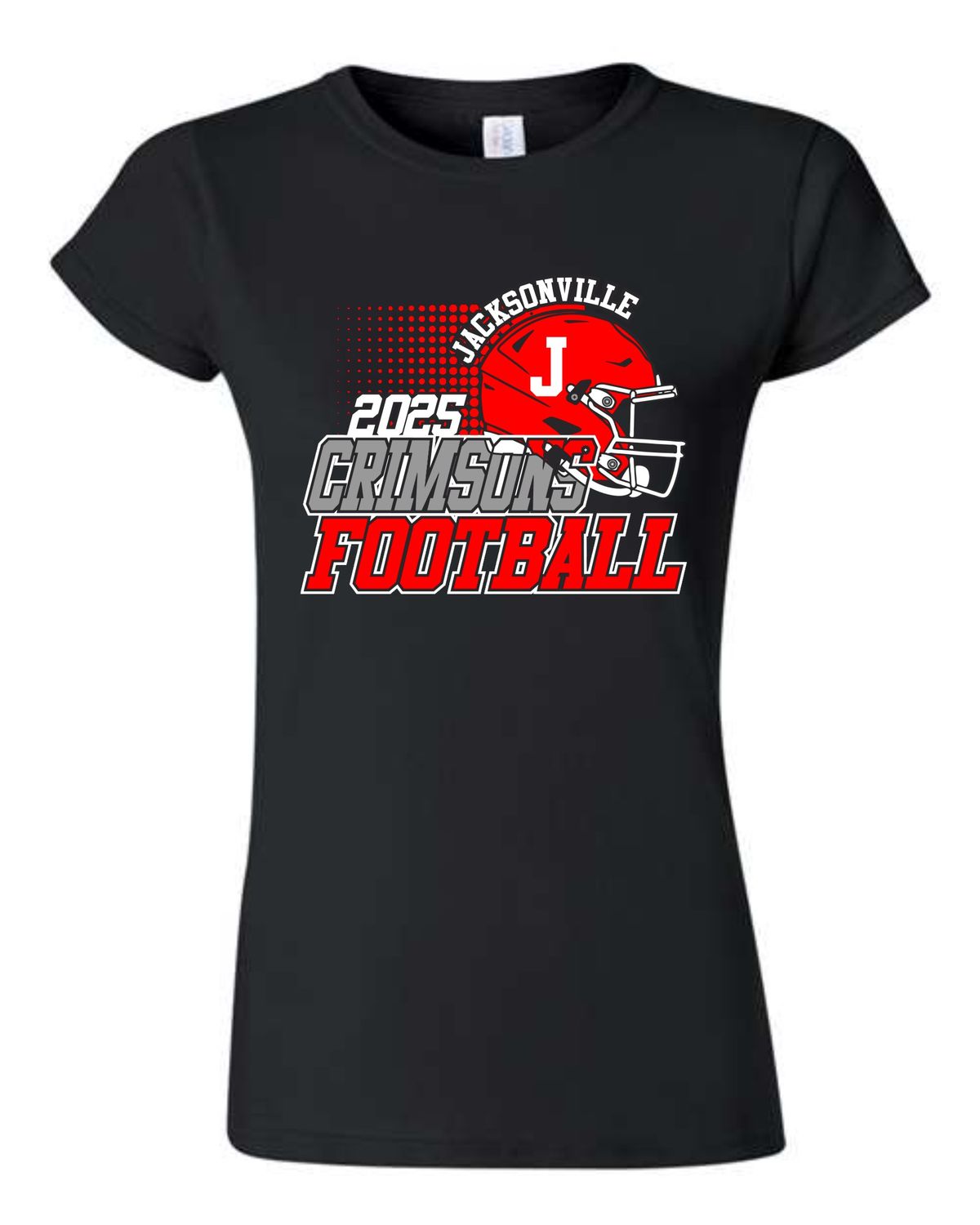 JMS FOOTBALL-BLACK ROSTER DESIGN-64000L LADIES SOFT STYLE-T (FRONT &amp; BACK PRINT)