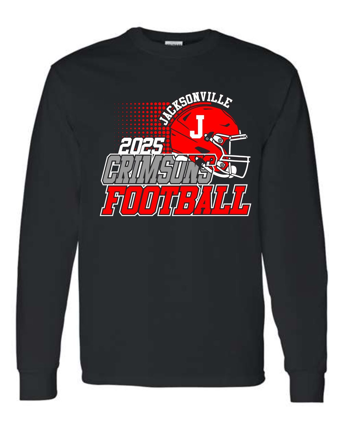 JMS FOOTBALL-BLACK ROSTER DESIGN-5400 LONG SLEEVE-T  (FRONT &amp; BACK PRINT)