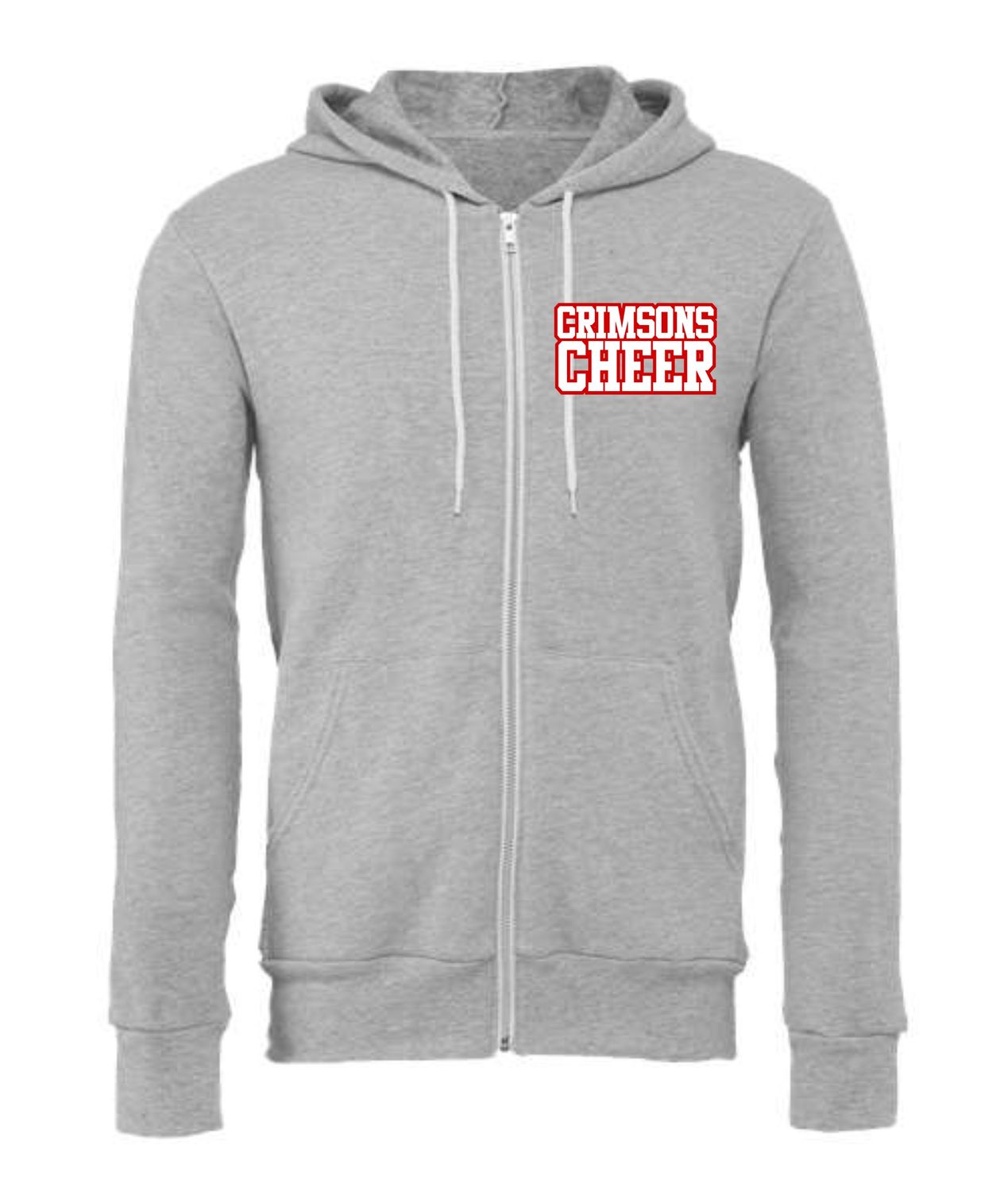 CRIMSONS CHEER 2025-3739 ATHLETIC HEATHER UNI-SEX SPONGE FLEECE ZIP-UP HOODIE