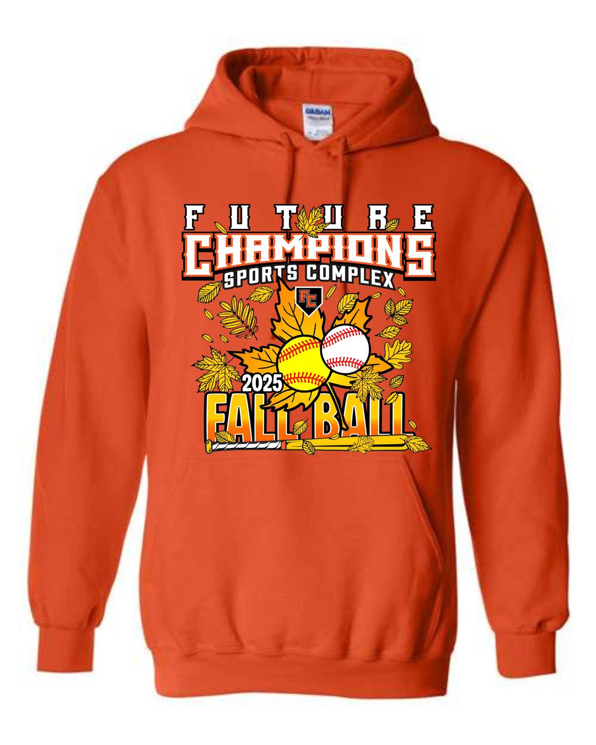 FC FALLBALL-18500 ORANGE REGULAR PULLOVER HOODIE (FRONT &amp; BACK PRINT)