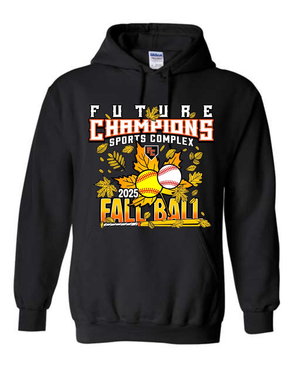 FC FALLBALL-18500 BLACK REGULAR PULLOVER HOODIE (FRONT &amp; BACK PRINT)