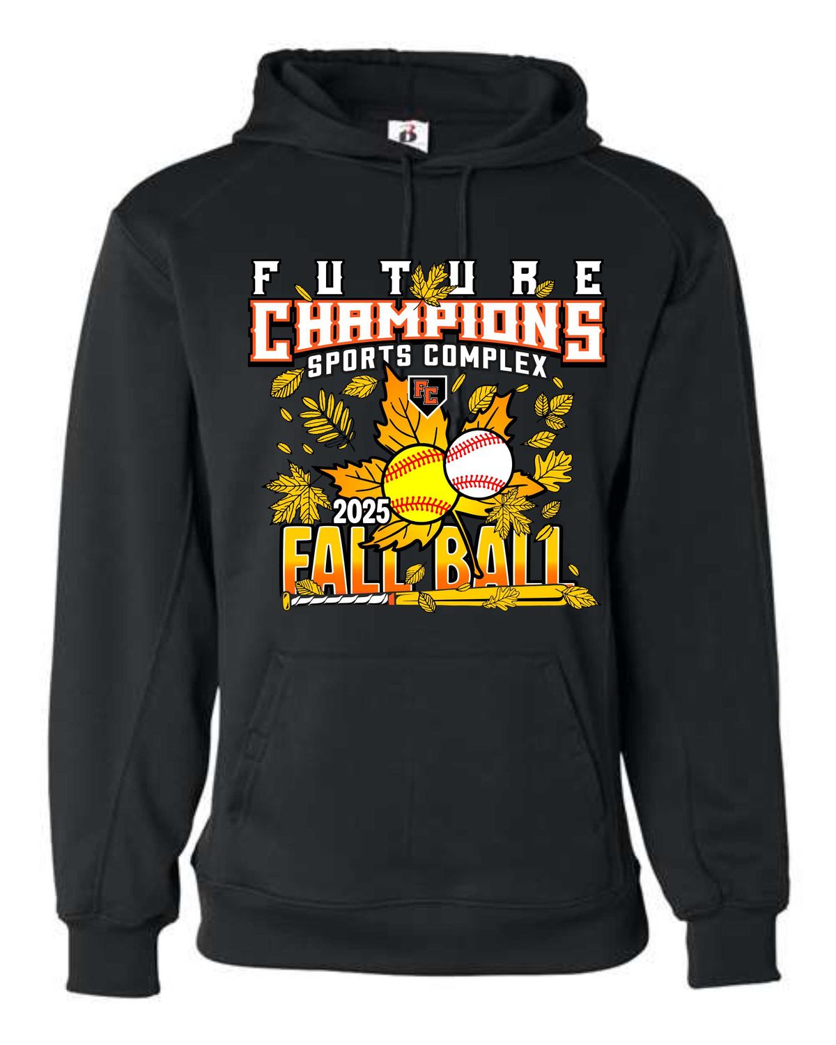 FC FALLBALL-1454 BLACK  DRI-FIT HOODIE (FRONT PRINT &amp; BACK PRINT)