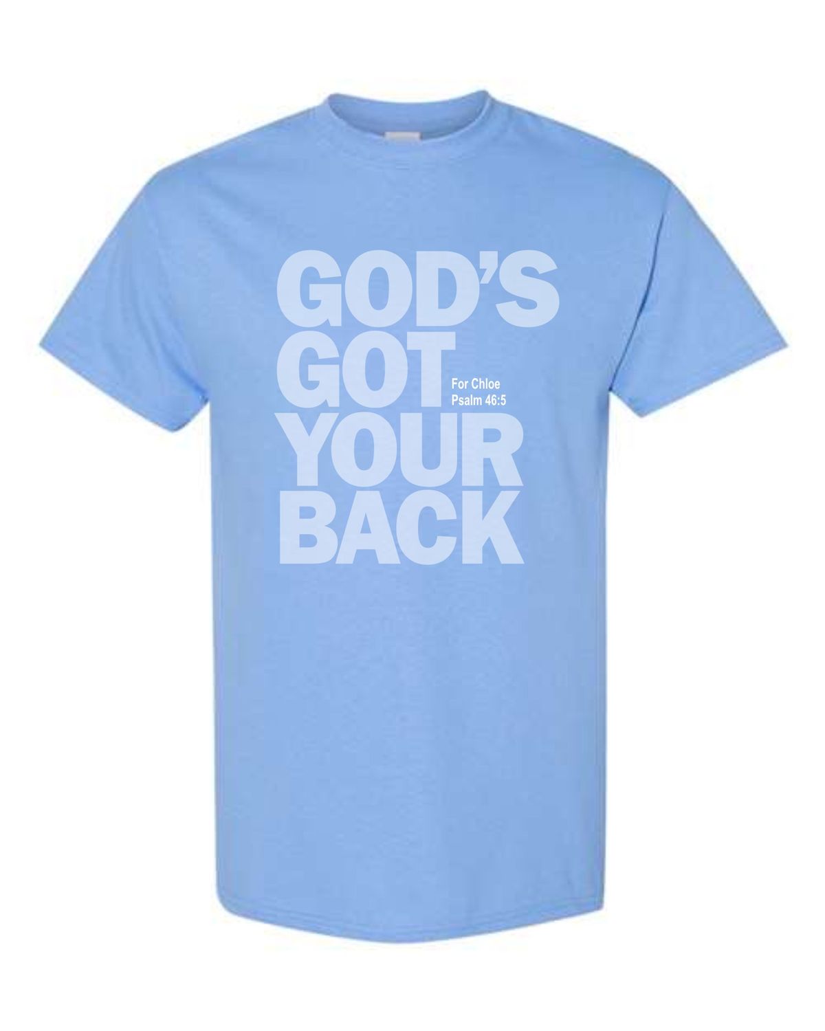 GODS GOT YOUR BACK-5000 CAROLINA BLUE UNI-SEX T-SHIRT