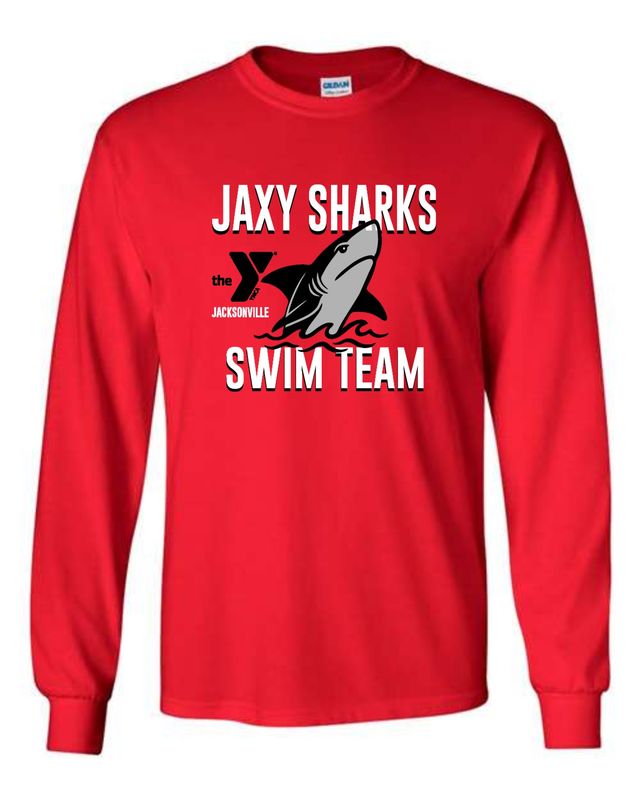 JAXY SHARKS-5400 RED LONG SLEEVE-T