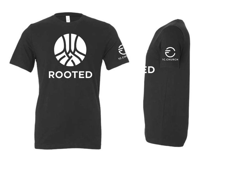 1C ROOTED-3001CVC BLACK UNI-SEX SOFT STYLE T-SHIRT