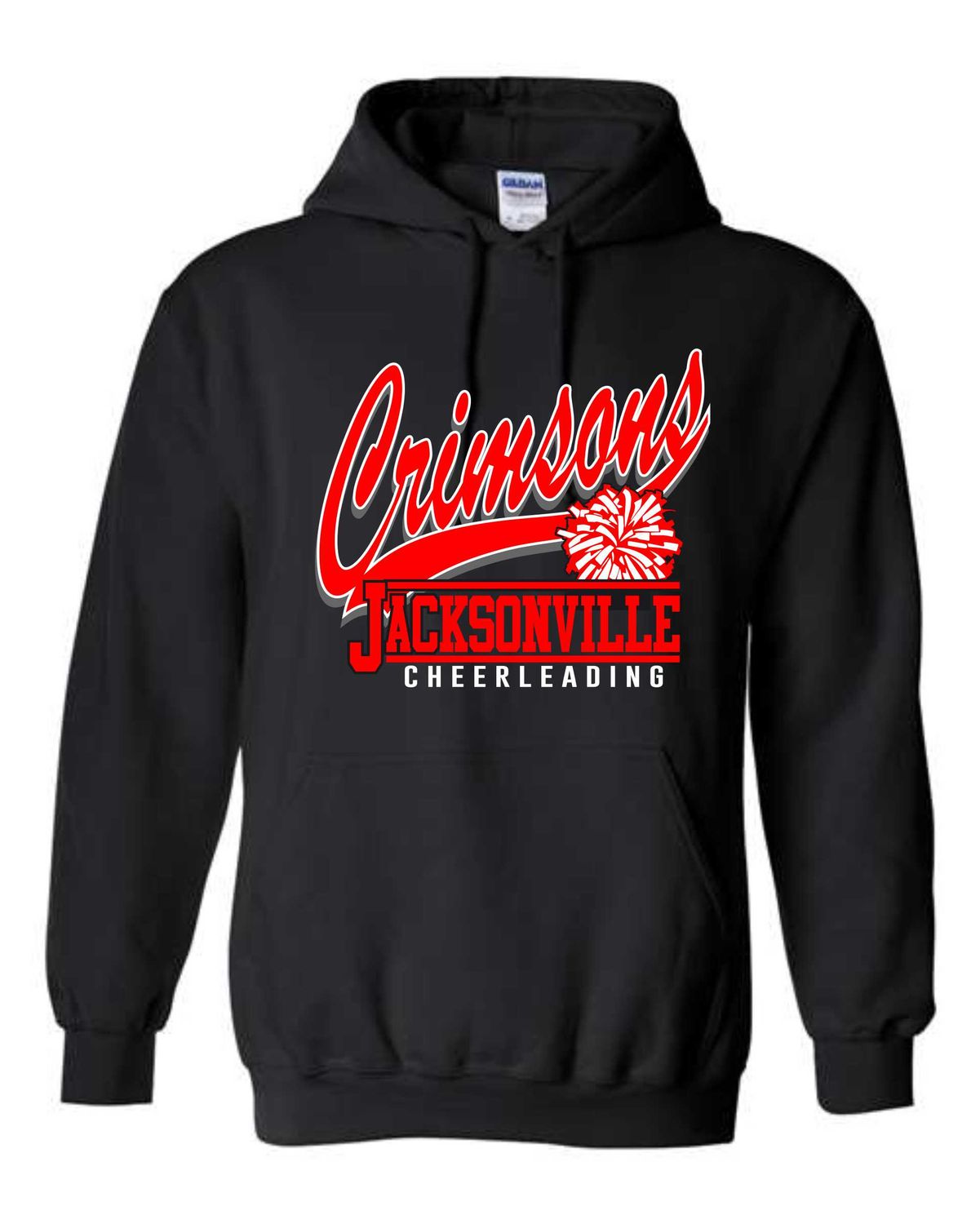 JHS VARSITY CHEER-18500 GILDAN BLACK PULLOVER HOODIE