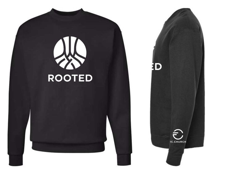 1C ROOTED-18000 BLACK CREWNECK SWEATSHIRT