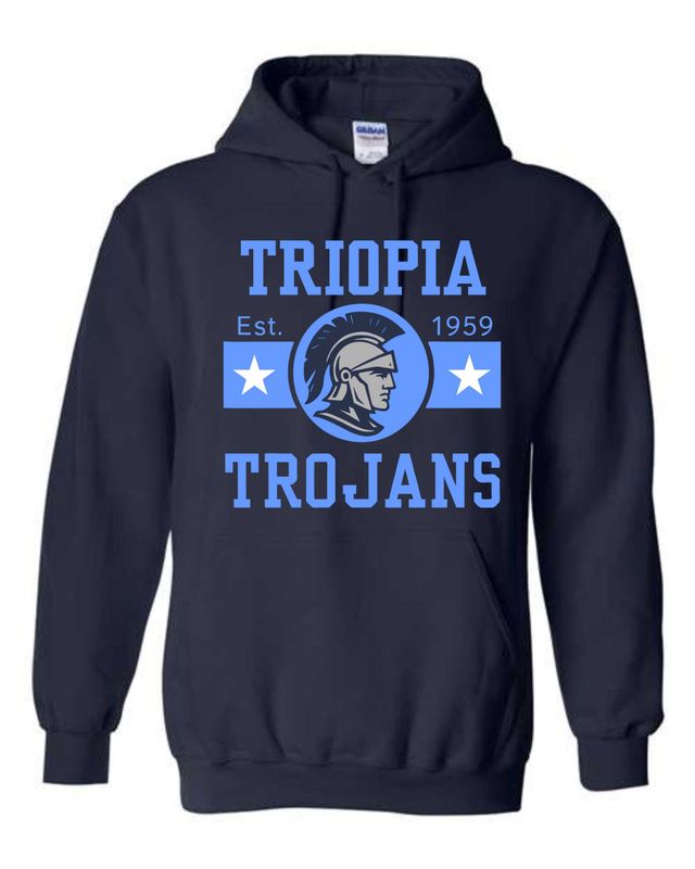 TRIOPIA TROJANS-GILDAN 18500 NAVY PULLOVER HOODIE