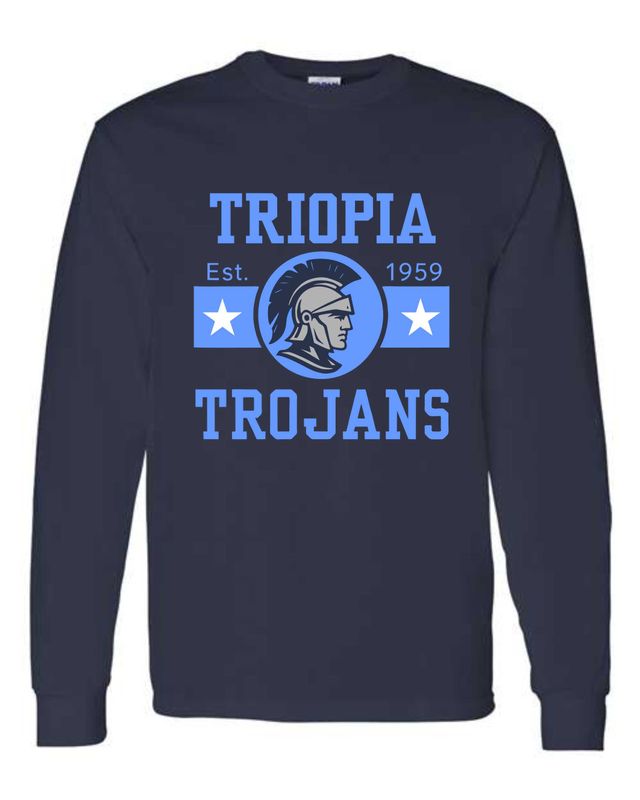 TRIOPIA TROJANS-GILDAN 5400 NAVY LONG SLEEVE-T