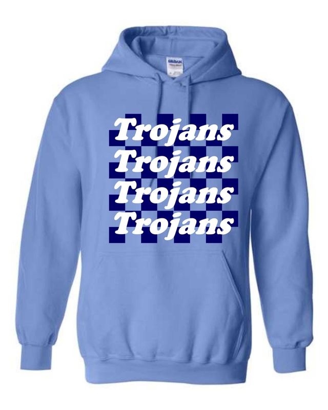 TRIOPIA TROJANS-GILDAN 18500 CAROLINA BLUE PULLOVER HOODIE