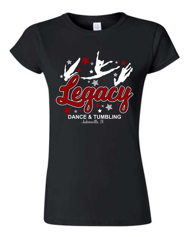 LEGACY DANCE-64000L BLACK GILDAN LADIES SOFT STYLE-T