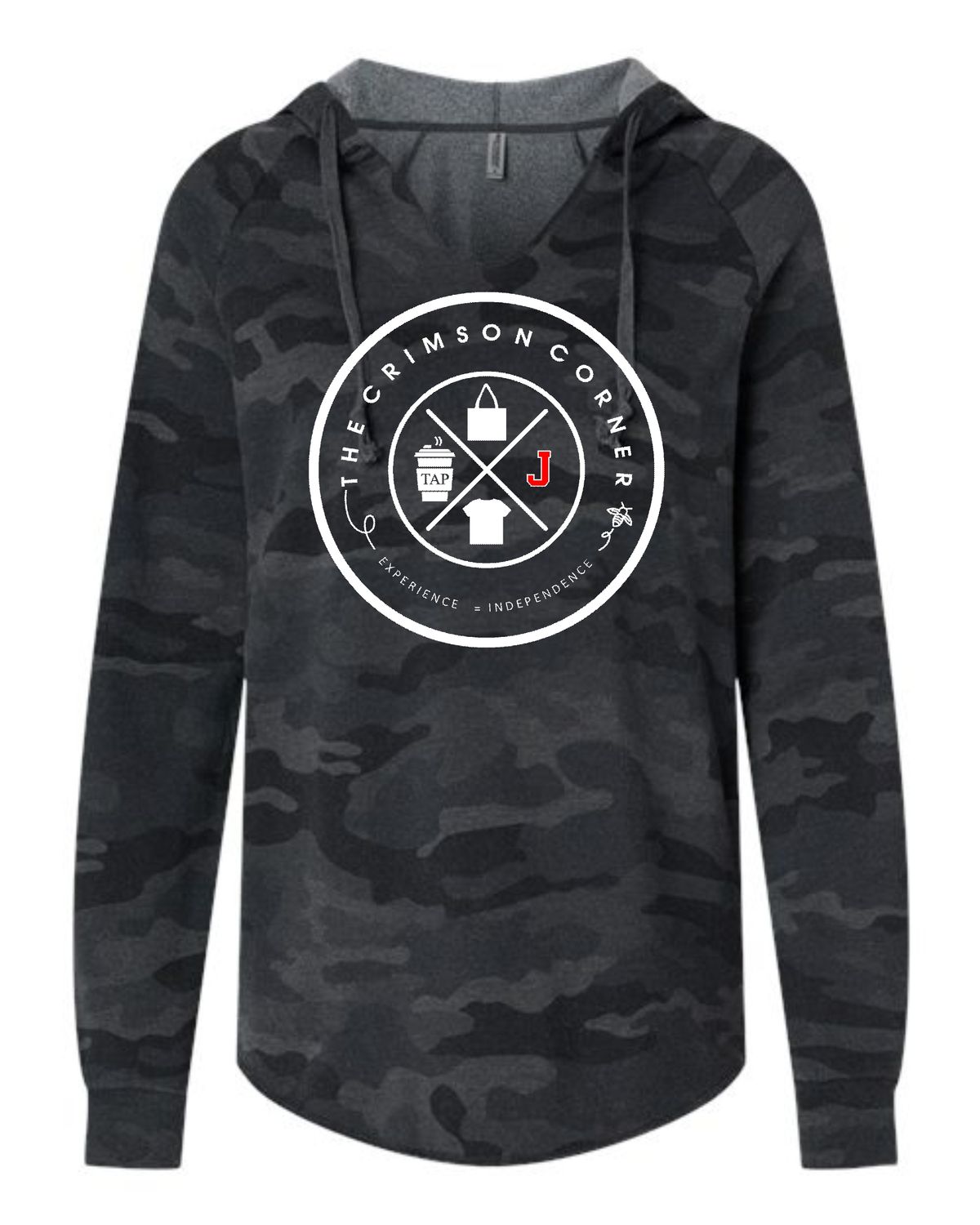 CRIMSON CORNER-PRM2500 INDEPENDENT TRADING CO.  BLACK CAMO LIGHT WEIGHT PULLOVER HOODIE