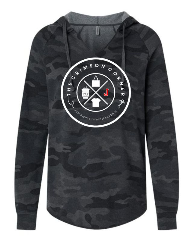 CRIMSON CORNER-PRM2500 INDEPENDENT TRADING CO.  BLACK CAMO LIGHT WEIGHT PULLOVER HOODIE