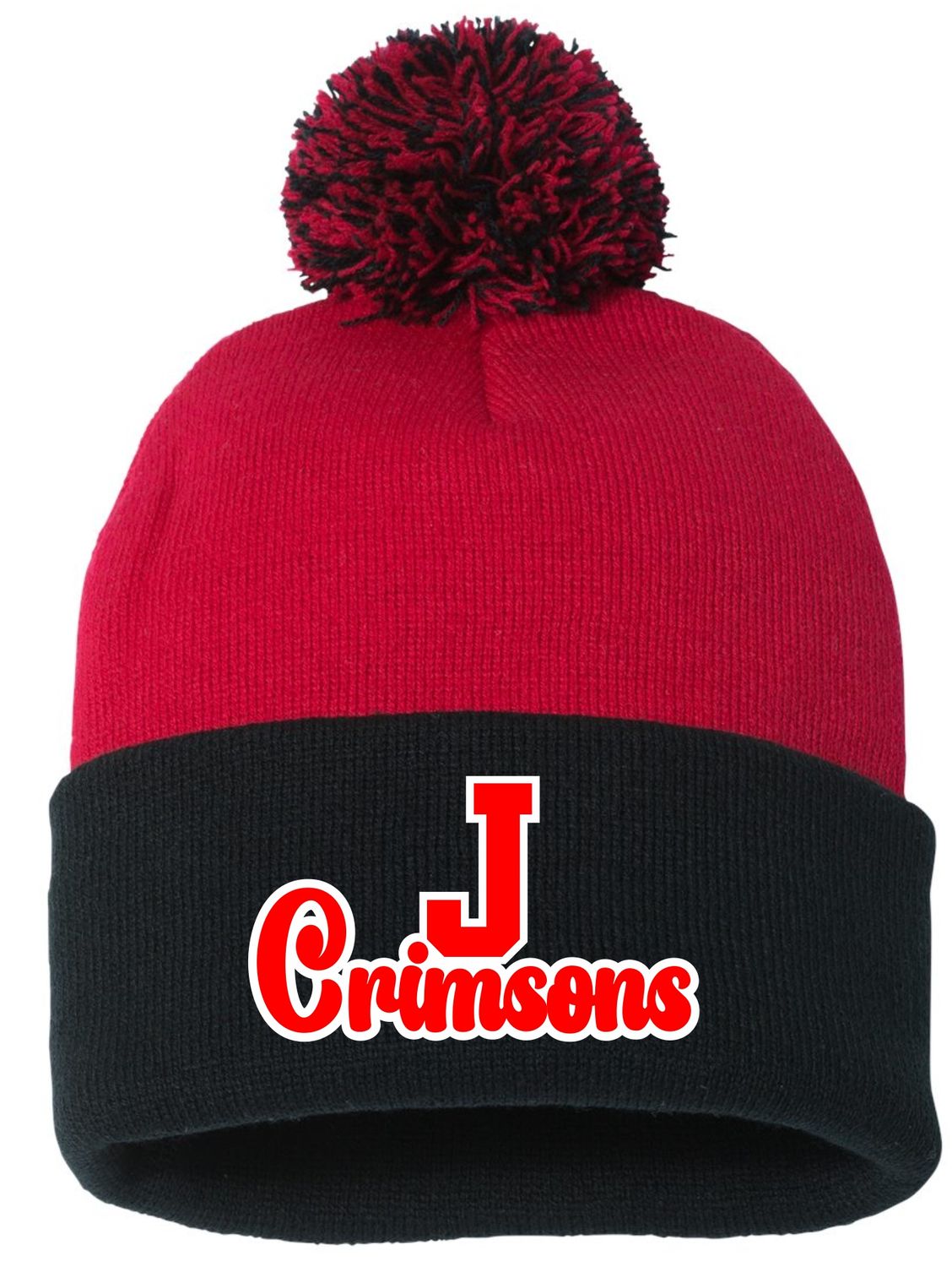 CRIMSON CORNER-SP15 SPORTSMAN RED-BLACK 12&quot; CUFFED BEANIE