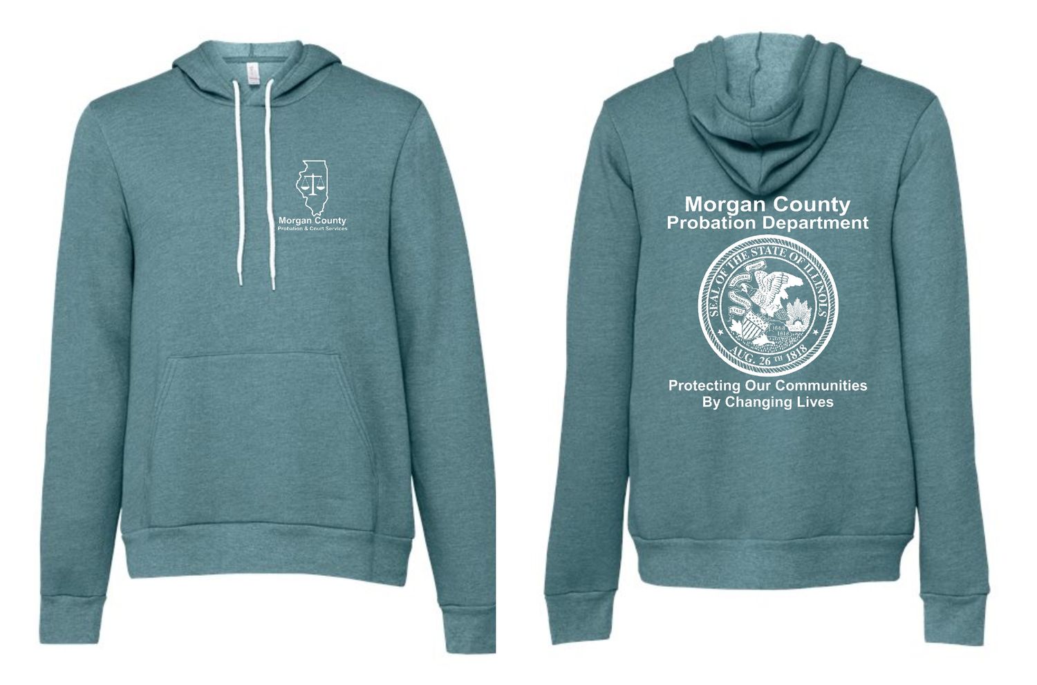 MORGAN COUNTY PROBATION-3719 BELLA-CANVAS HEATHER DEEP TEAL SPONGE FLEECE PULLOVER HOODIE