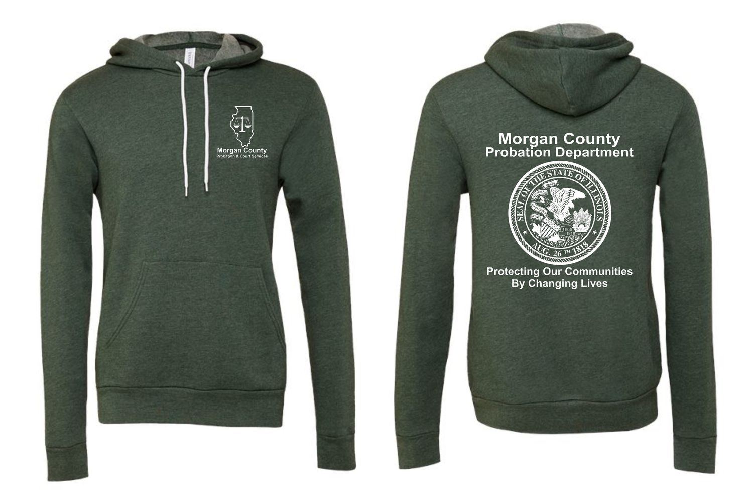 MORGAN COUNTY PROBATION-3719 BELLA-CANVAS HEATHER FOREST SPONGE FLEECE PULLOVER HOODIE