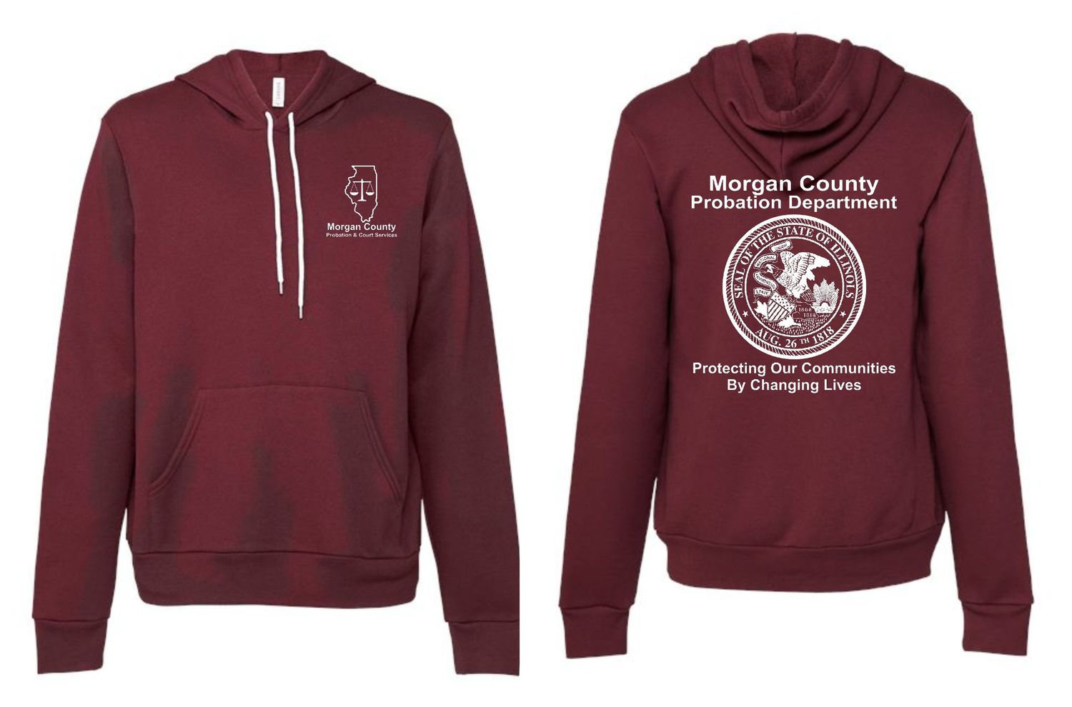 MORGAN COUNTY PROBATION-3719 BELLA-CANVAS MAROON SPONGE FLEECE PULLOVER HOODIE