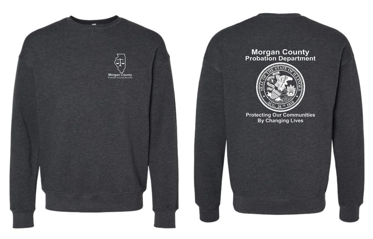 MORGAN COUNTY PROBATION-3945 BELLA-CANVAS DARK GREY HEATHER SPONGE FLEECE CREWNECK SWEATSHIRT