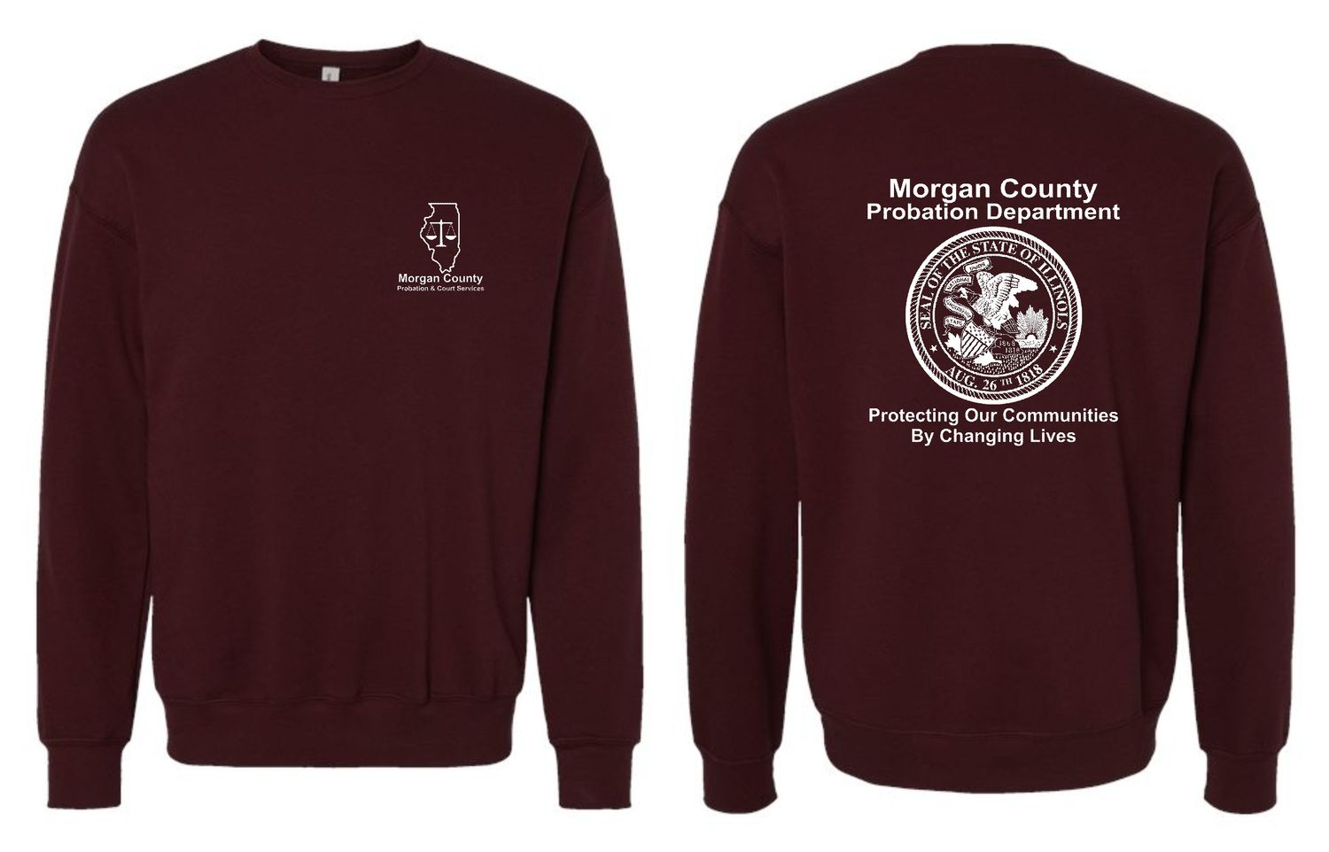 MORGAN COUNTY PROBATION-3945 BELLA-CANVAS MAROON SPONGE FLEECE CREWNECK SWEATSHIRT