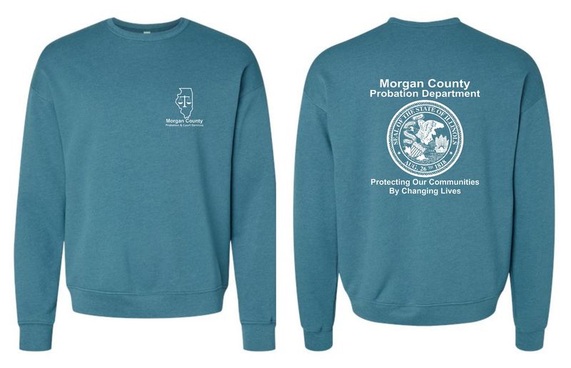 MORGAN COUNTY PROBATION-3945 BELLA-CANVAS HEATHER DEEP TEAL SPONGE FLEECE CREWNECK SWEATSHIRT