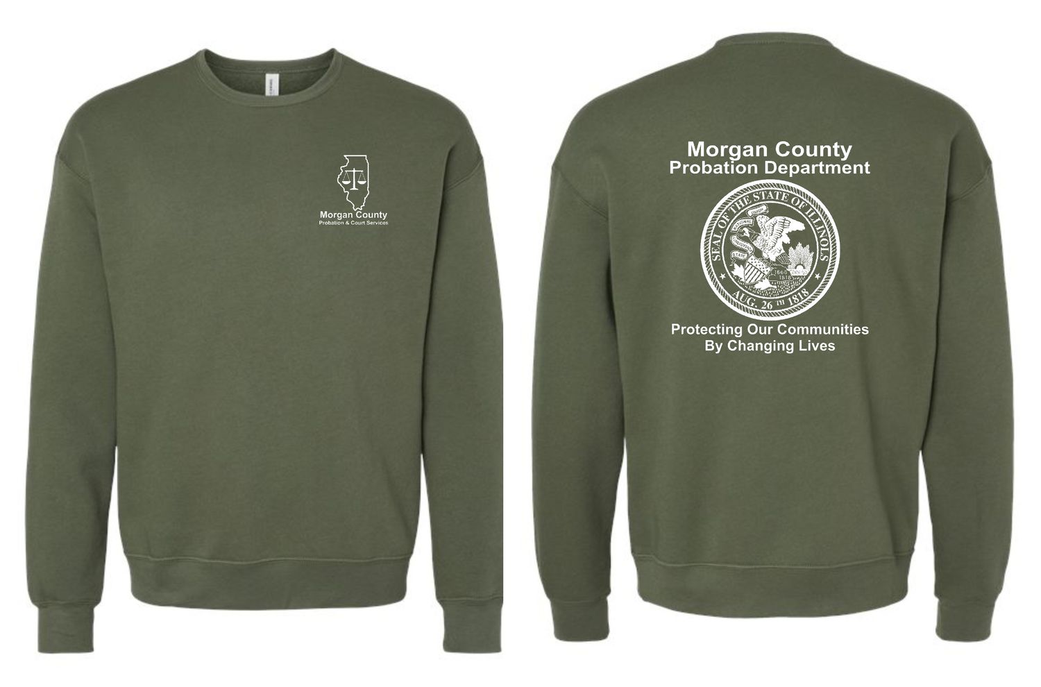 MORGAN COUNTY PROBATION-3945 BELLA-CANVAS MILITARY GREEN SPONGE FLEECE CREWNECK SWEATSHIRT