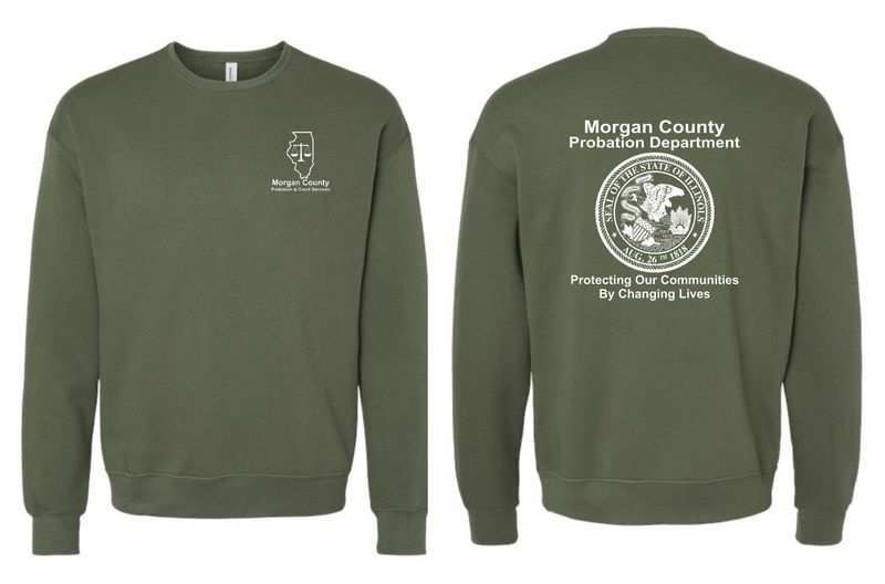 MORGAN COUNTY PROBATION-3945 BELLA-CANVAS MILITARY GREEN SPONGE FLEECE CREWNECK SWEATSHIRT