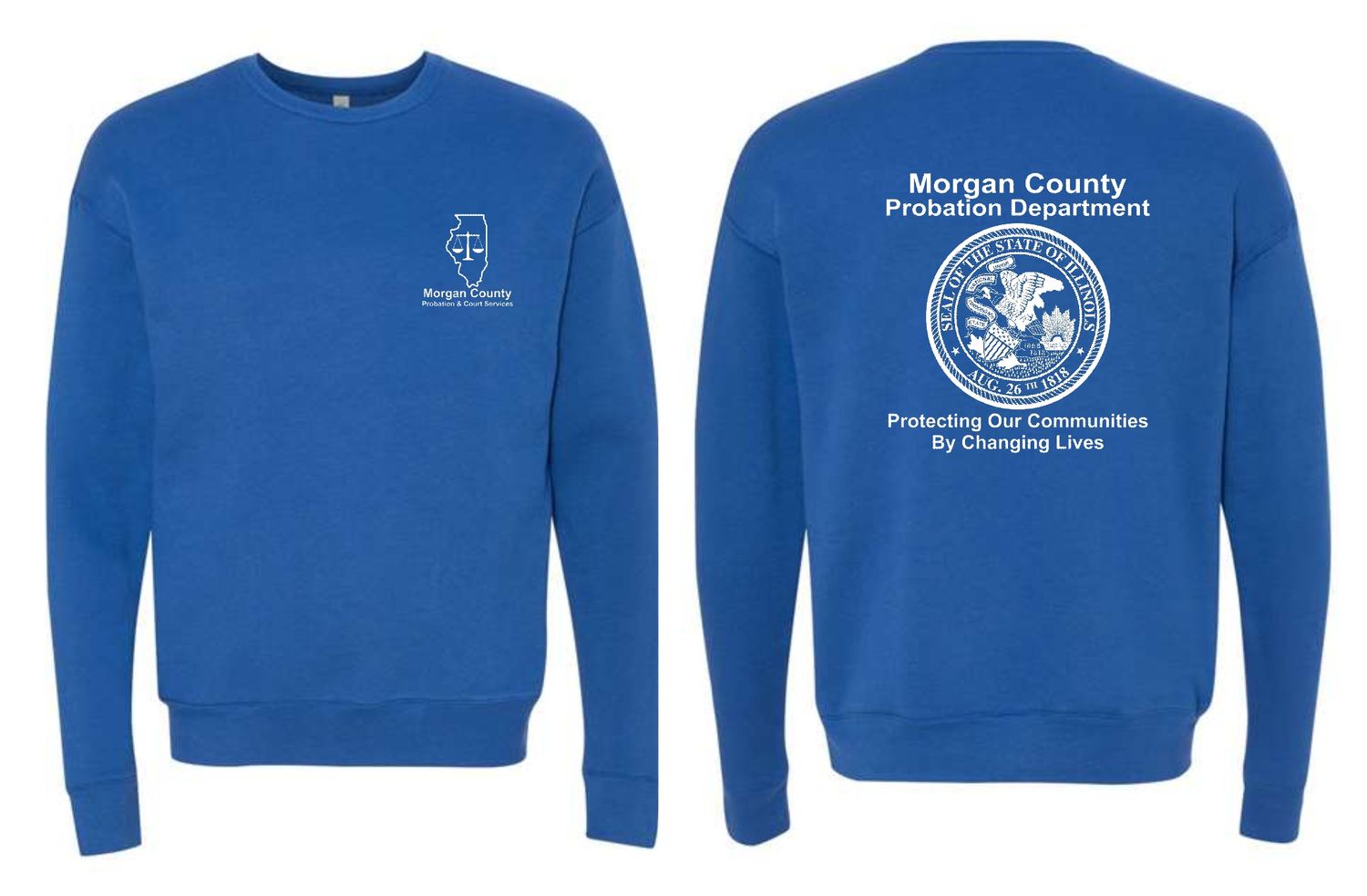 MORGAN COUNTY PROBATION-3945 BELLA-CANVAS TRUE ROYAL SPONGE FLEECE CREWNECK SWEATSHIRT