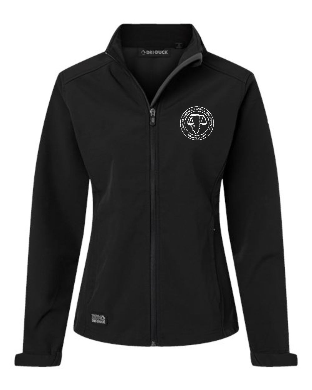 MORGAN COUNTY PROBATION-9416 DRI DUCK BLACK WOMEN&#39;S WATERPROOF SOFT SHELL JACKET (EMBROIDERED)