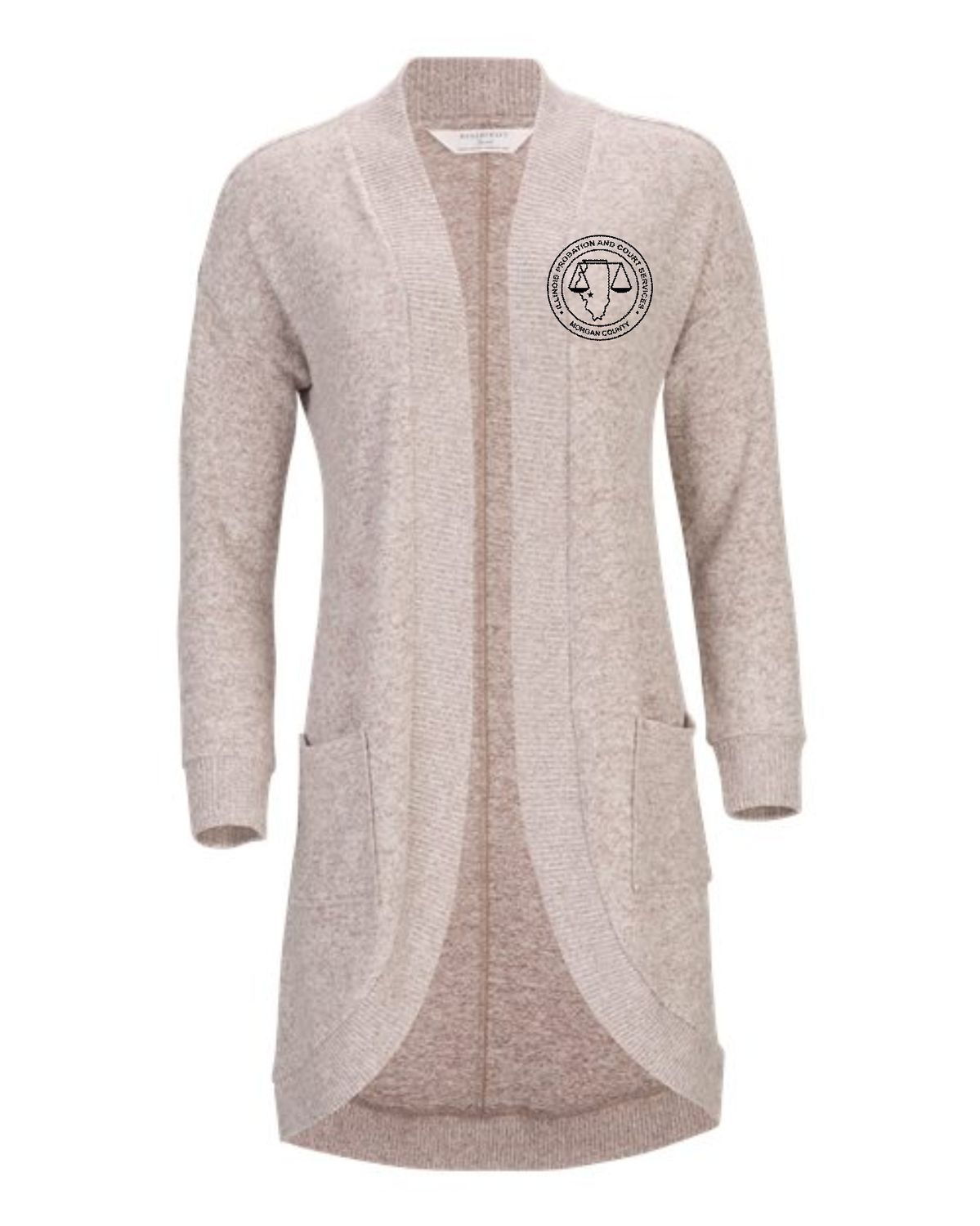 MORGAN COUNTY PROBATION-BW1103 BOXERCRAFT EXPRESSO HEATHER Women&#39;s Cuddle Cardigan (EMBROIDERED)