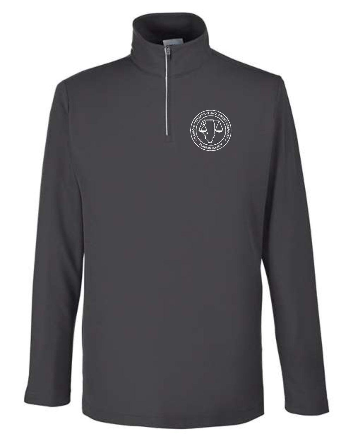 MORGAN COUNTY PROBATION-#CE405 Men&#39;s Fusion ChromaSoft™ Pique CARBON Quarter-Zip Pullover (EMBROIDERED)