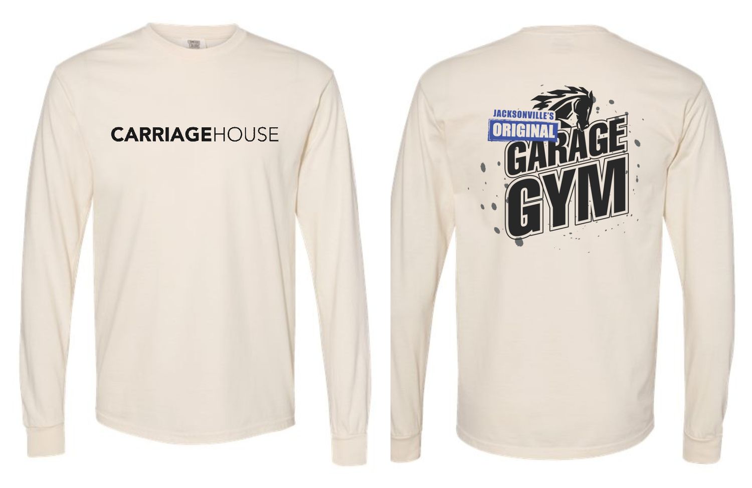 CARRIAGE HOUSE-6014 IVORY (GARAGE GYM) Comfort Colors Unisex Garment-Dyed Heavyweight Long Sleeve T-Shirt