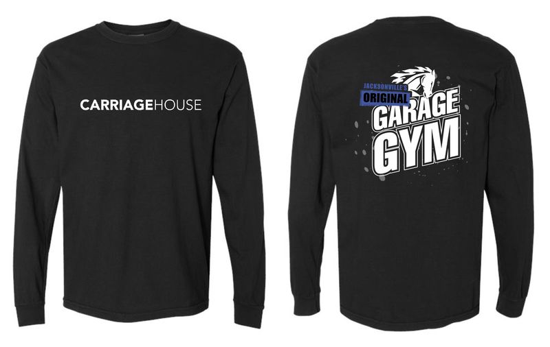 CARRIAGE HOUSE-6014 BLACK (GARAGE GYM) Comfort Colors Unisex Garment-Dyed Heavyweight Long Sleeve T-Shirt