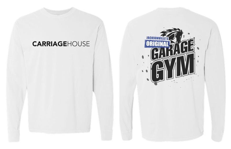 CARRIAGE HOUSE-6014 WHITE (GARAGE GYM) Comfort Colors Unisex Garment-Dyed Heavyweight Long Sleeve T-Shirt