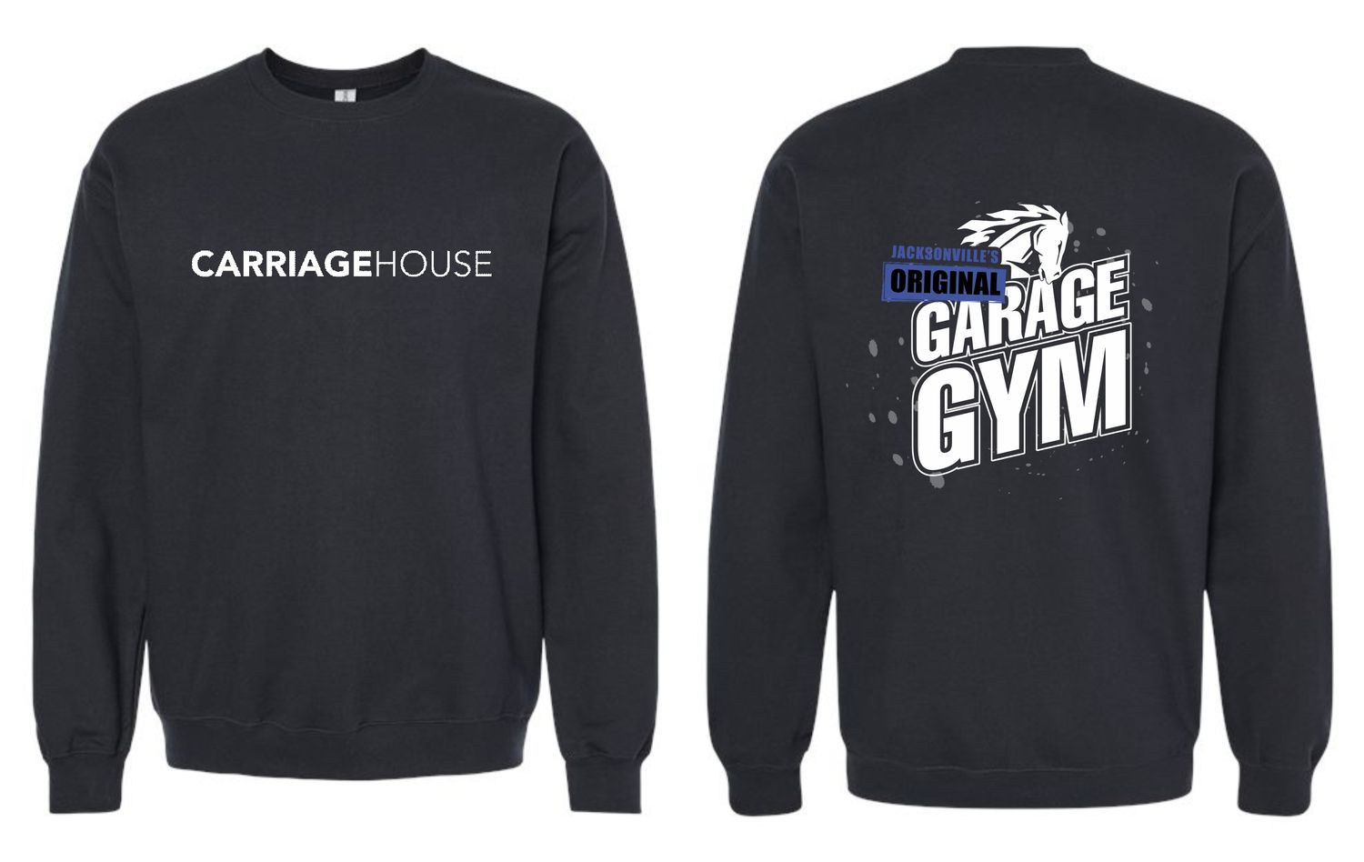 CARRIAGE HOUSE-SF000 BLACK (GARAGE GYM) Gildan Unisex Softstyle® Midweight Crewneck Sweatshirt