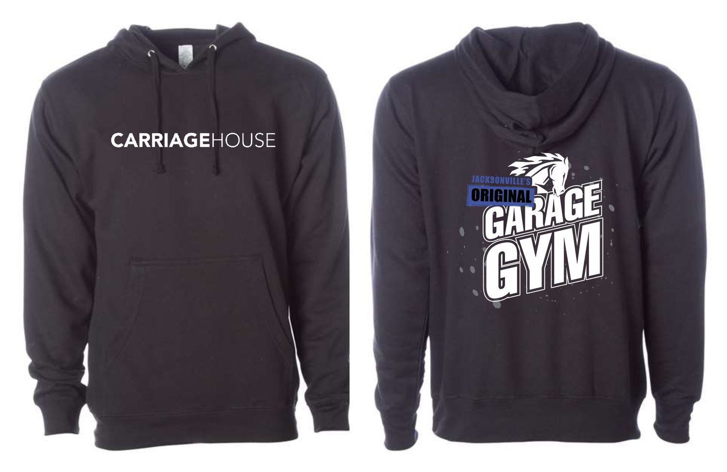 CARRIAGE HOUSE-SF500 BLACK (GARAGE GYM) Gildan Unisex Softstyle® Midweight Hooded Sweatshirt