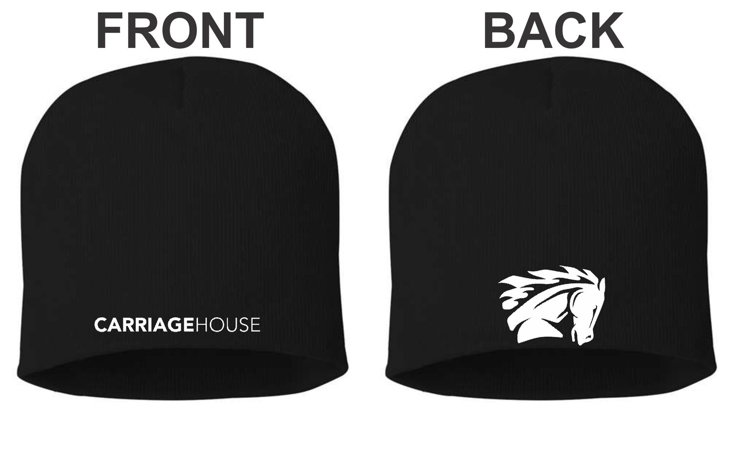 CARRIAGE HOUSE-SP08 BLACK Sportsman 8&quot; Beanie (EMBROIDERED)