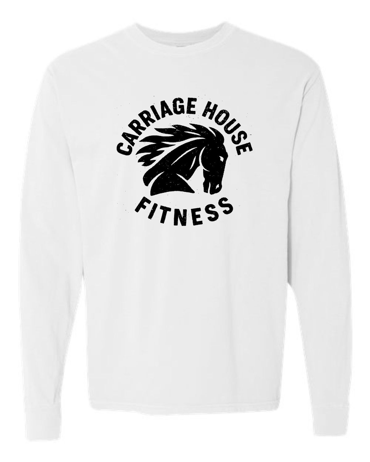 CARRIAGE HOUSE-3501 WHITE (HORSE HEAD LOGO) BELLA + CANVAS Unisex Jersey Long Sleeve Tee