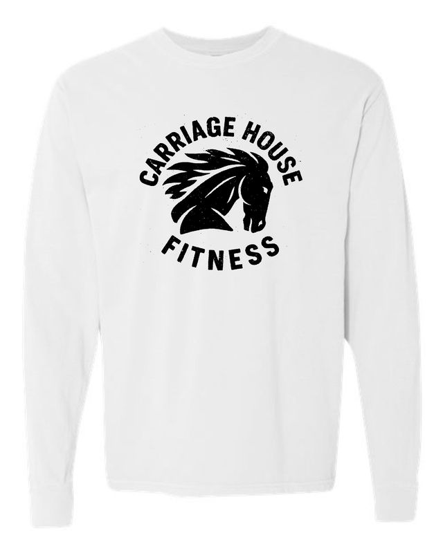 CARRIAGE HOUSE-3501 WHITE (HORSE HEAD LOGO) BELLA + CANVAS Unisex Jersey Long Sleeve Tee