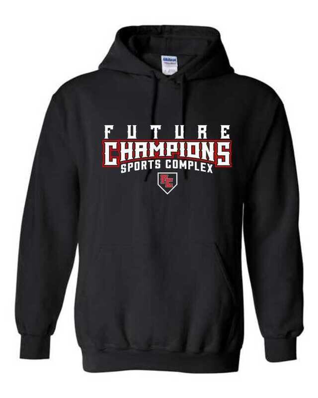 FC-FUTURE CHAMPIONS LOGO-18500 BLACK HOODIE (FRONT PRINT)