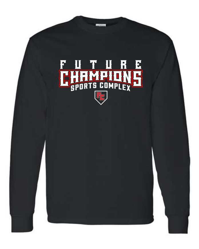 FC-FUTURE CHAMPIONS LOGO-5400 BLACK LONG SLEEVE-T (FRONT PRINT ONLY)