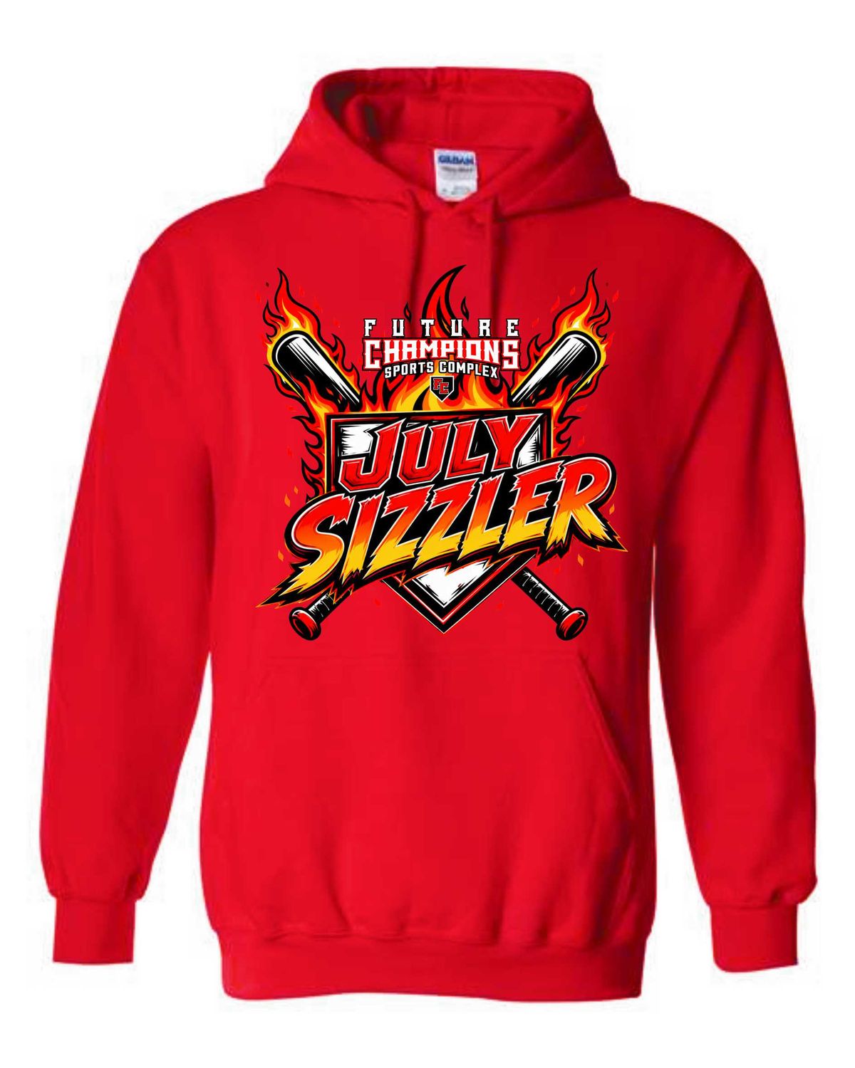 FC-JULY SIZZLER-18500 RED REGULAR PULLOVER HOODIE (FRONT &amp; BACK PRINT)