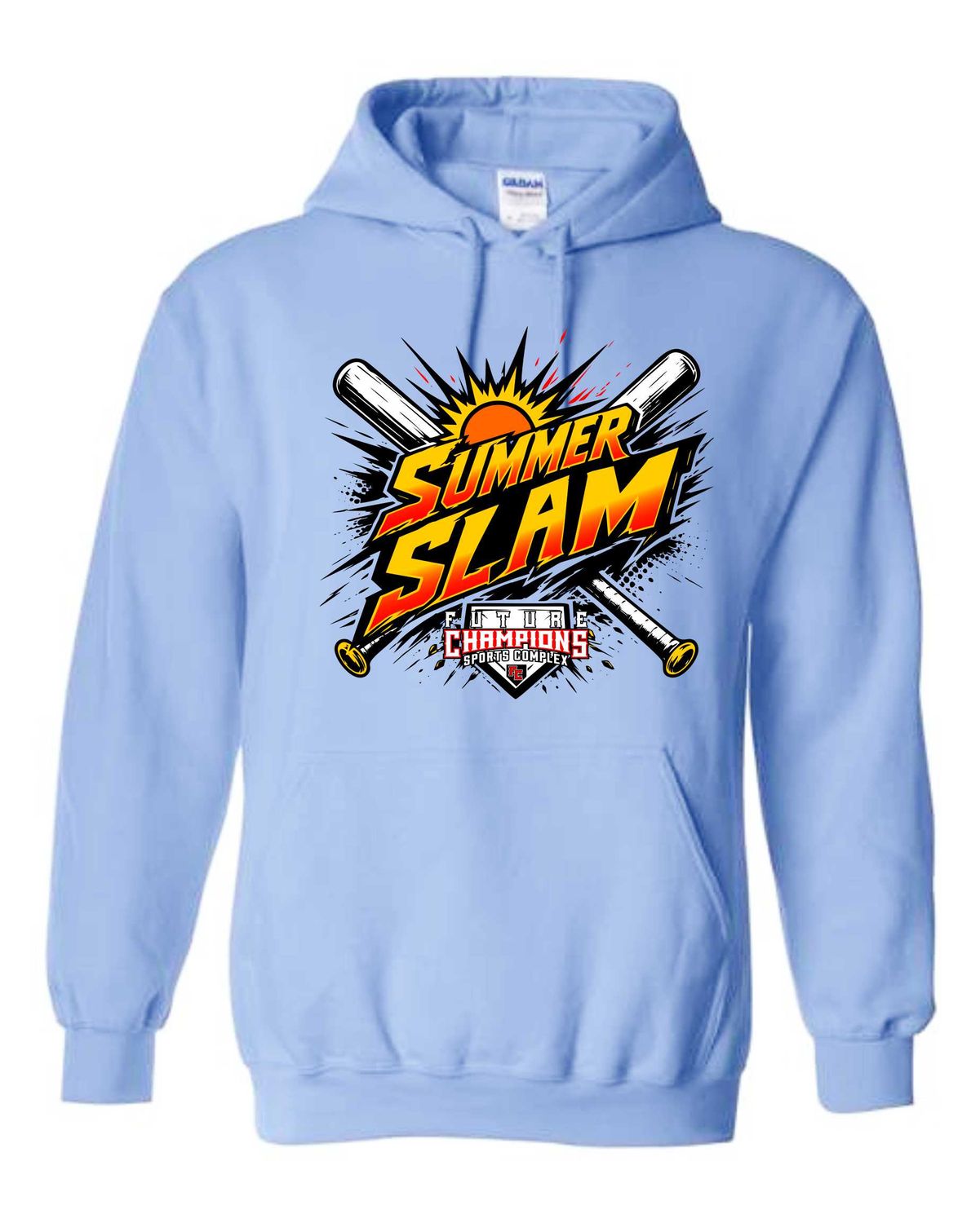 FC-SUMMER SLAM-18500 CAROLINA BLUE REGULAR PULLOVER HOODIE (FRONT &amp; BACK PRINT)