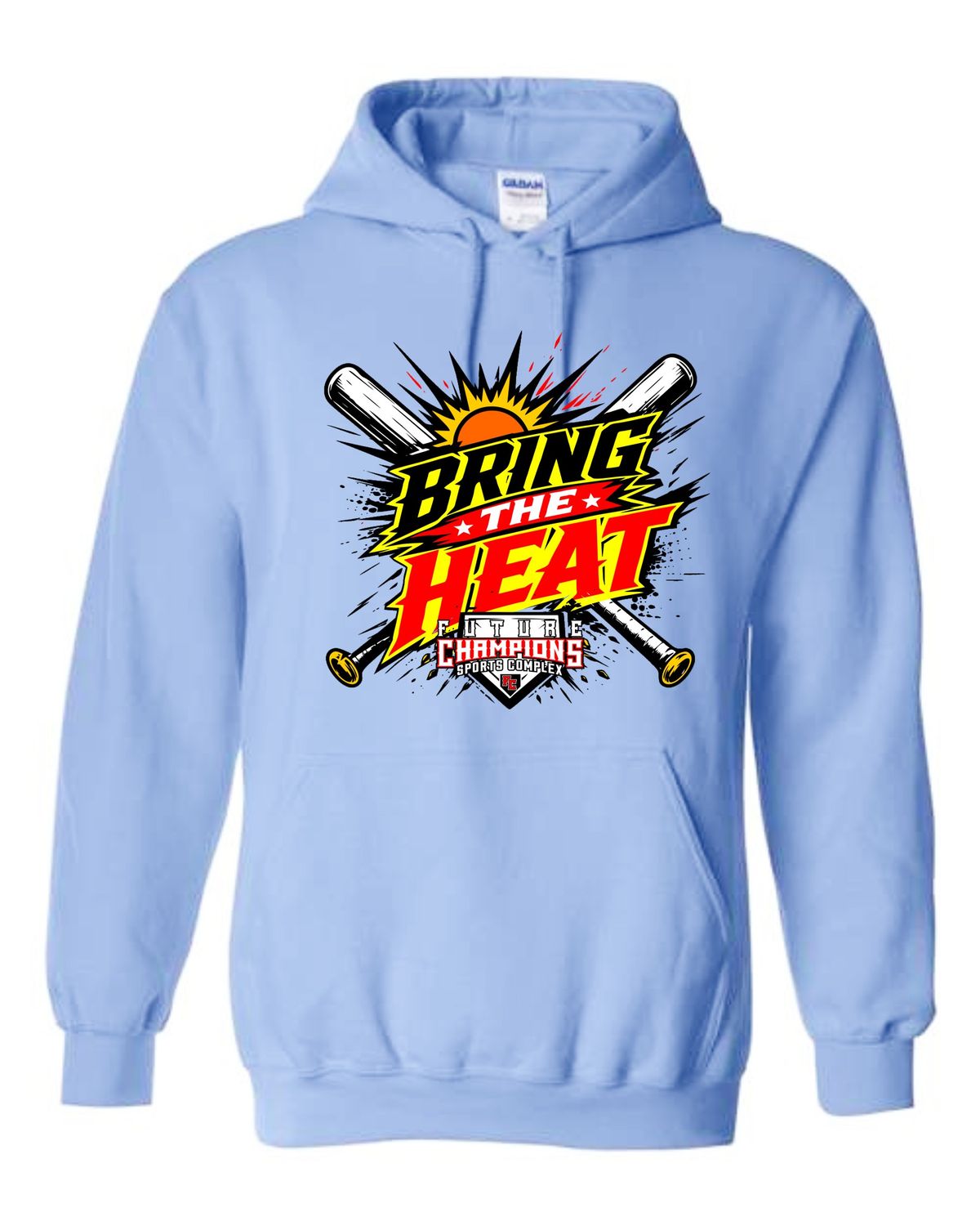 FC-BRING THE HEAT-18500 CAROLINA BLUE REGULAR PULLOVER HOODIE (FRONT &amp; BACK PRINT)